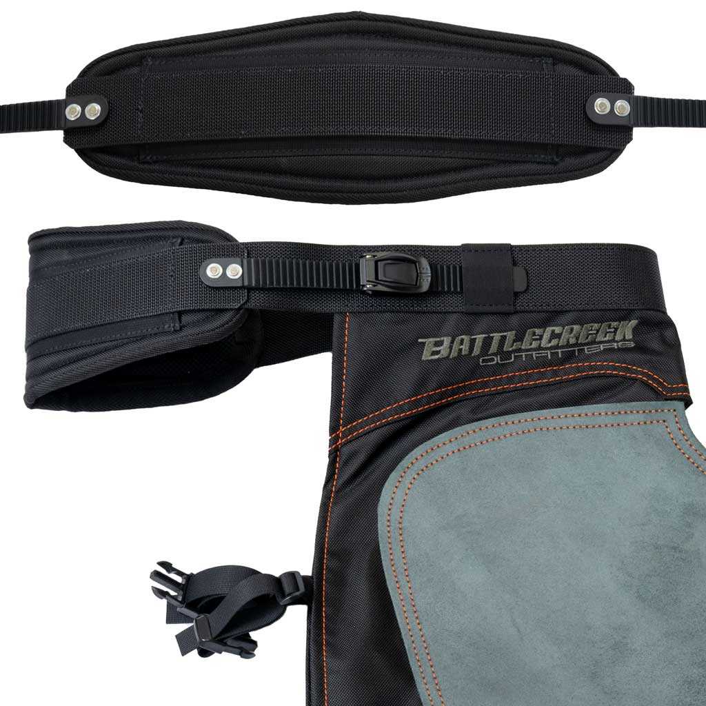 Build Your Belt System with adjustable Battle Creek durable hunting gear, featuring comfortable padding and secure straps.
